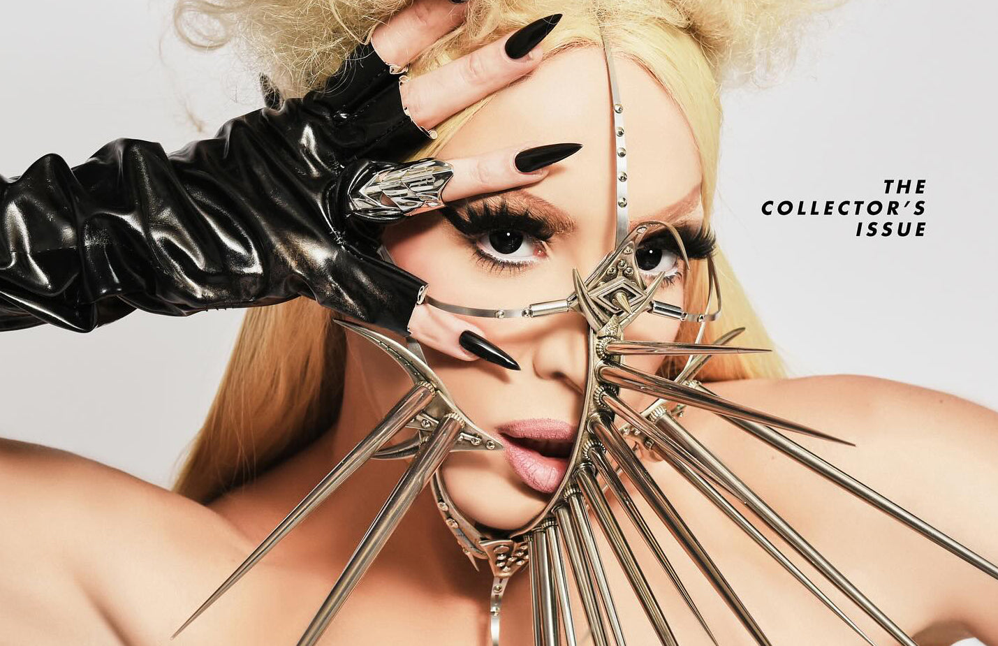 Alaska on the cover of  A Book Of Magazine wearing the RITUAL Scarab Gown