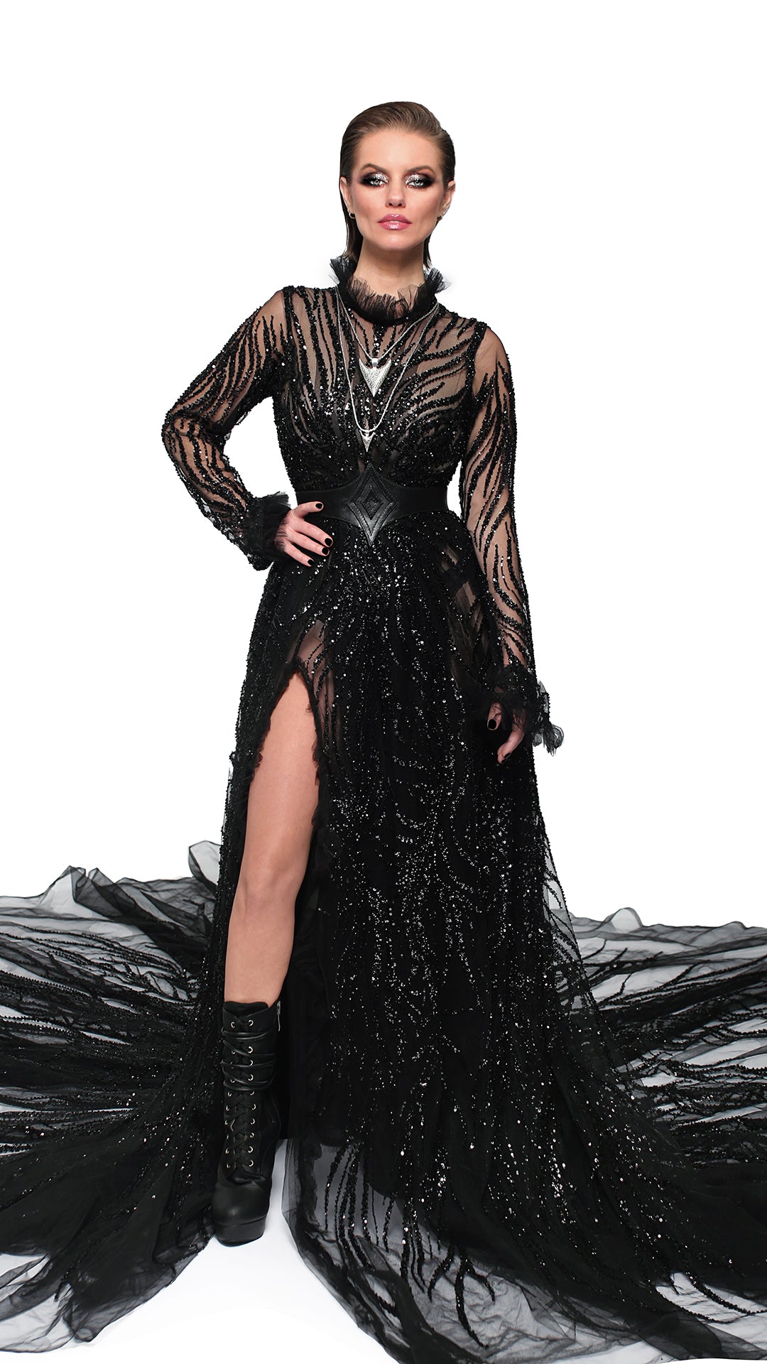 galactic dress Purple galaxy print lurex chiffon S dimensional slim fit Dress To Impress (DTI) THEME: